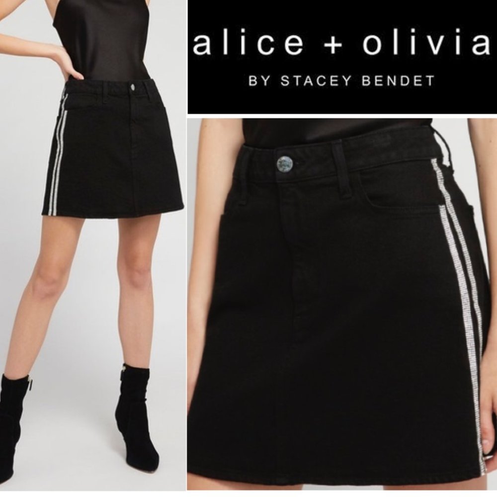 alice + olivia Good High Rise Crystal Mini Skirt